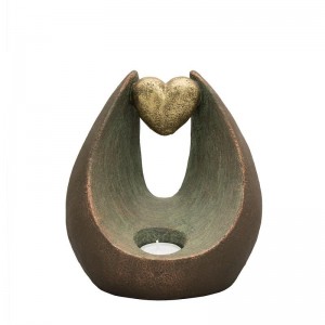 Ceramic Statue Urn - Eternal Inspiration Gold Heart with Tealight Holder - Bespoke Order